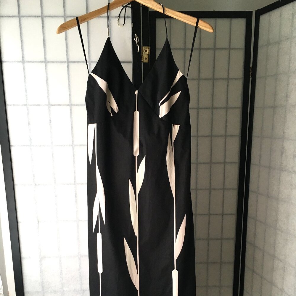 Kenneth Cole New York Black Ivory Cotton Halter Dress Size 2